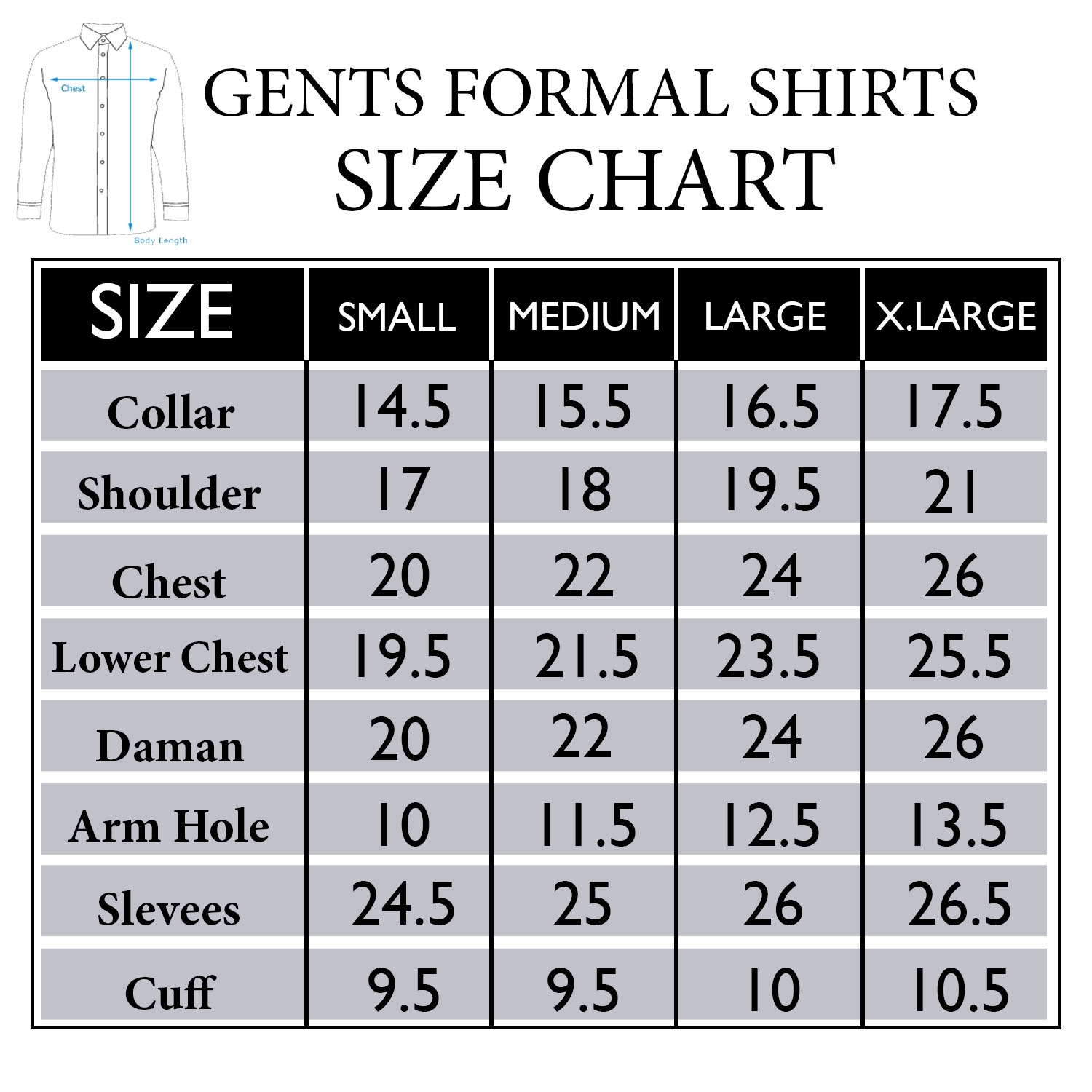 Men S Shirt Sizes Chart Men S Shirt Sizes Chart