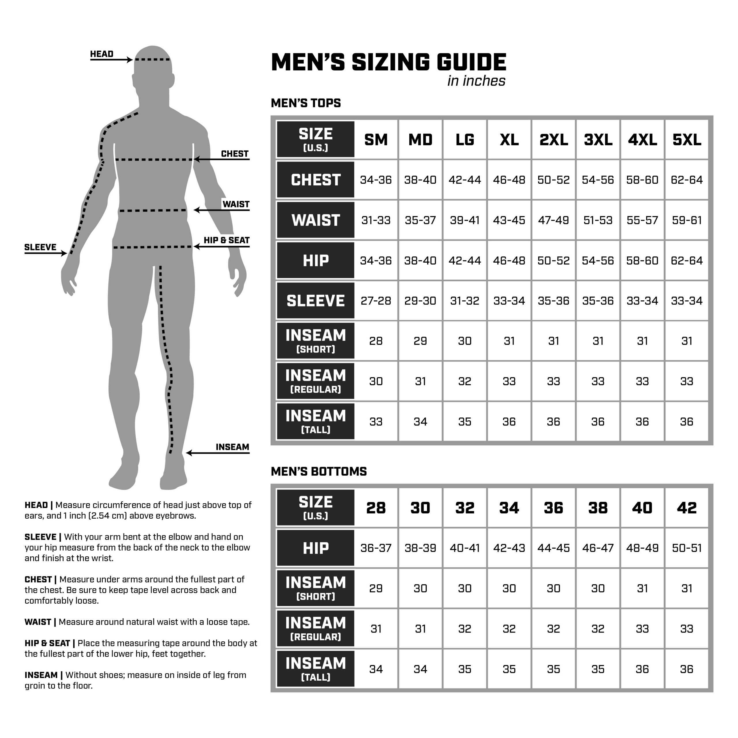 Mens Sizing Mens Sizing