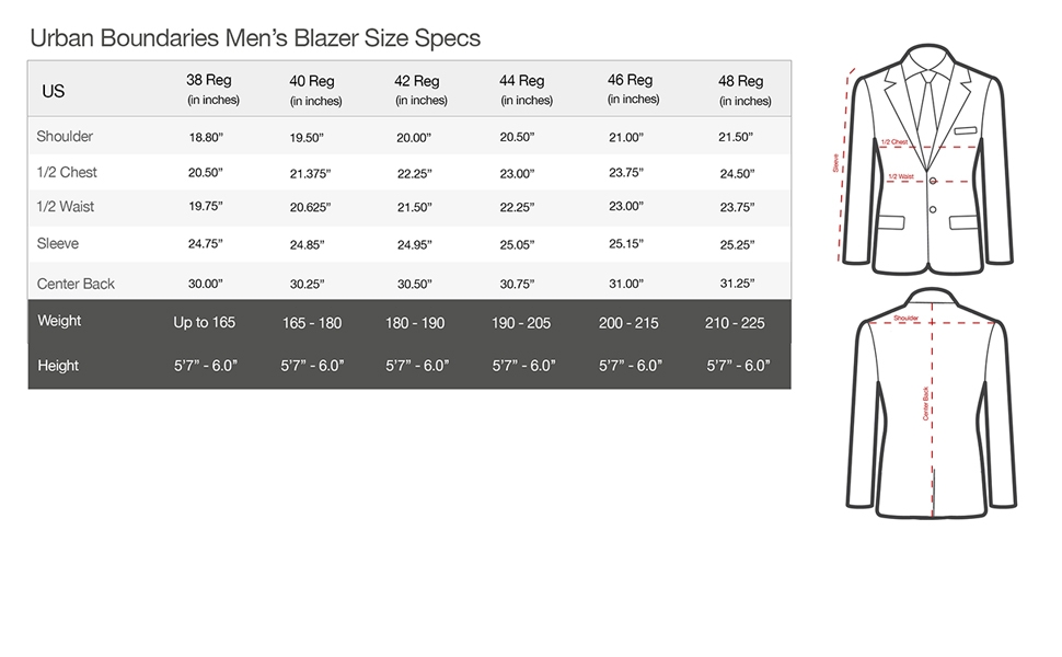 Mens Sport Coat Size Chart A Visual Reference Of Charts Chart Master