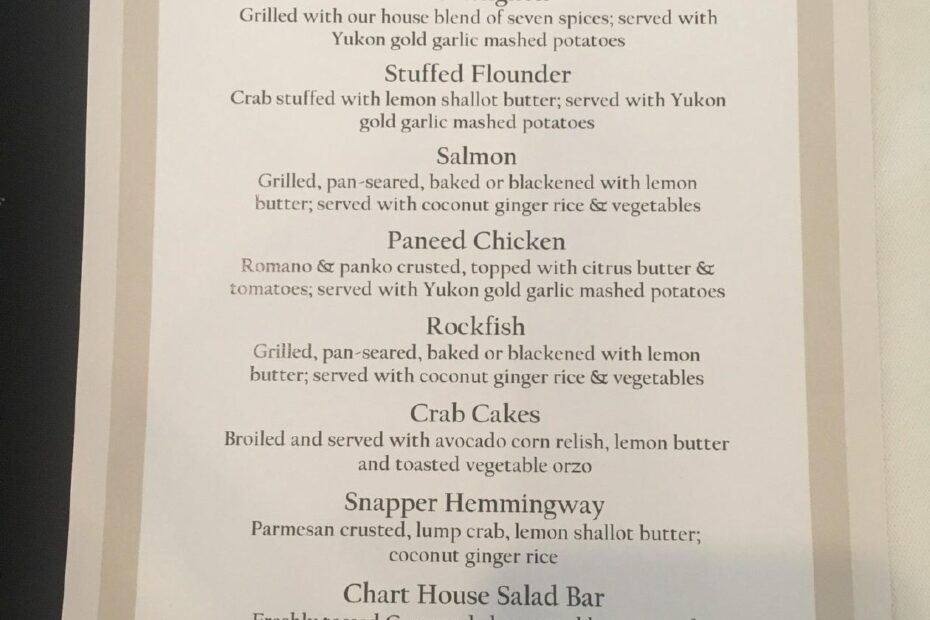 Menu At Chart House Prime Steakhouse Annapolis