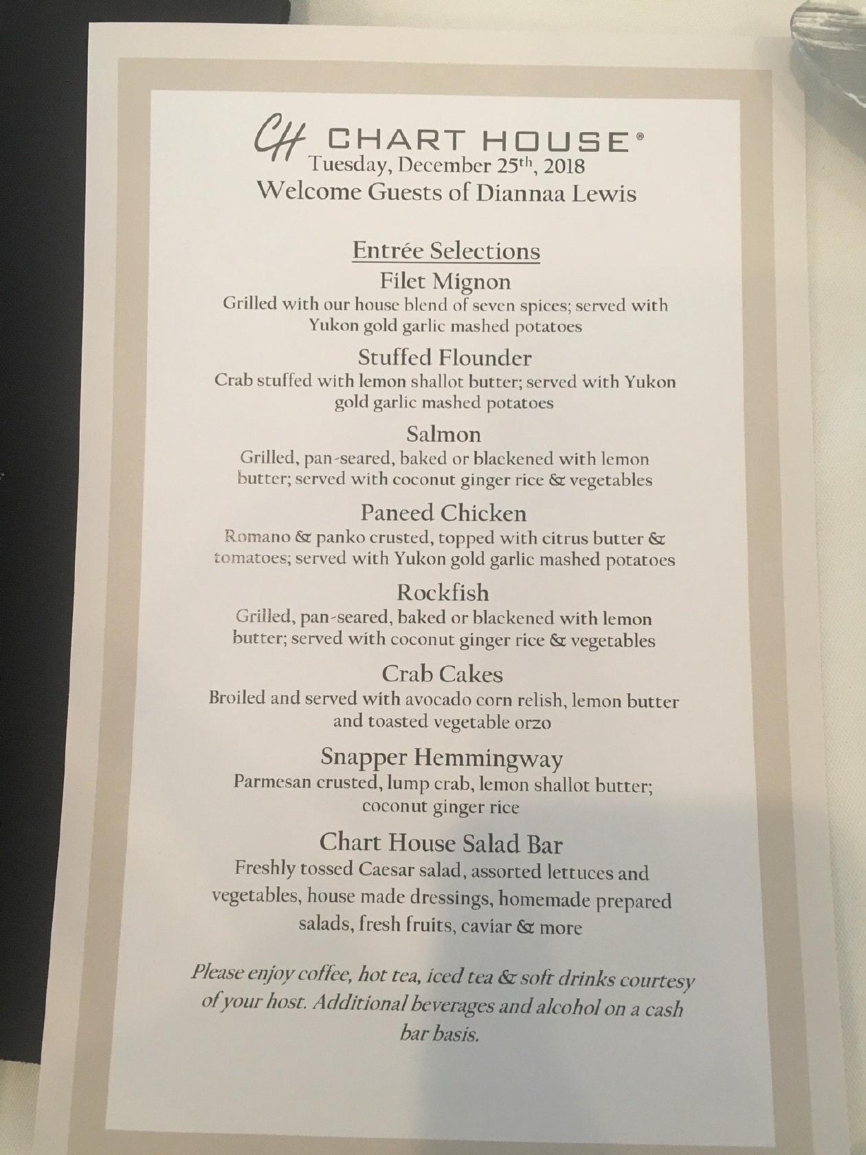 Menu At Chart House Prime Steakhouse Annapolis
