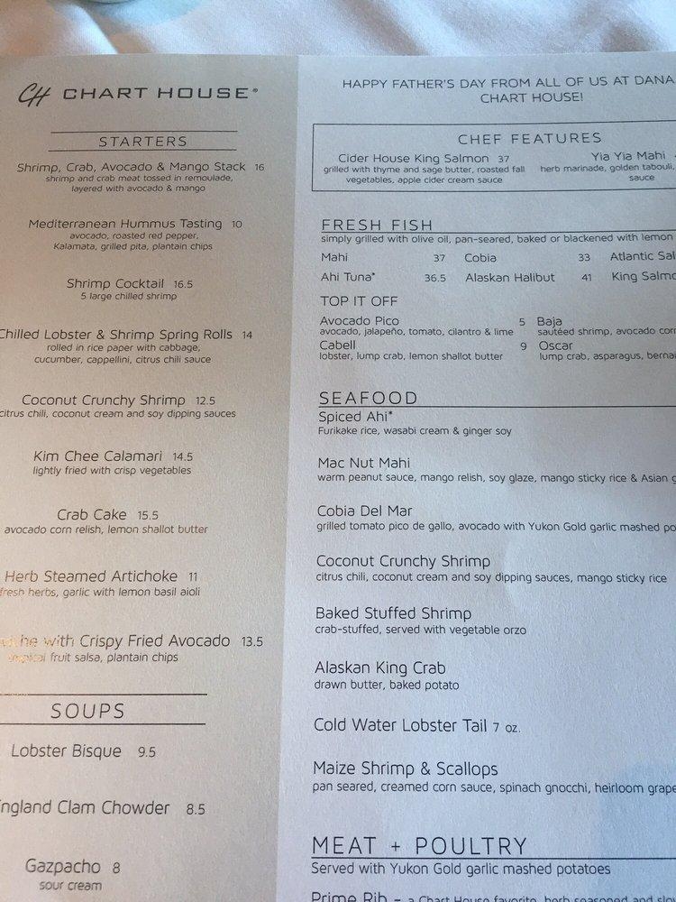 Menu At Chart House Steakhouse Dana Point
