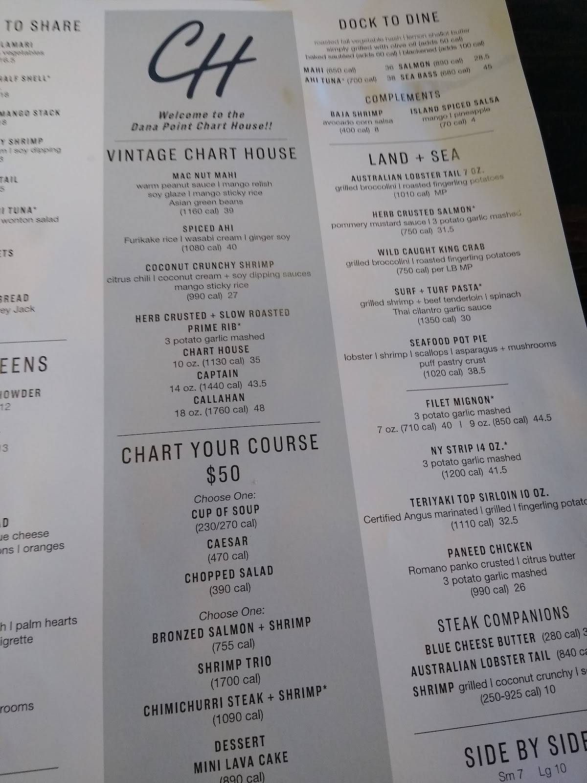 Menu At Chart House Steakhouse Dana Point