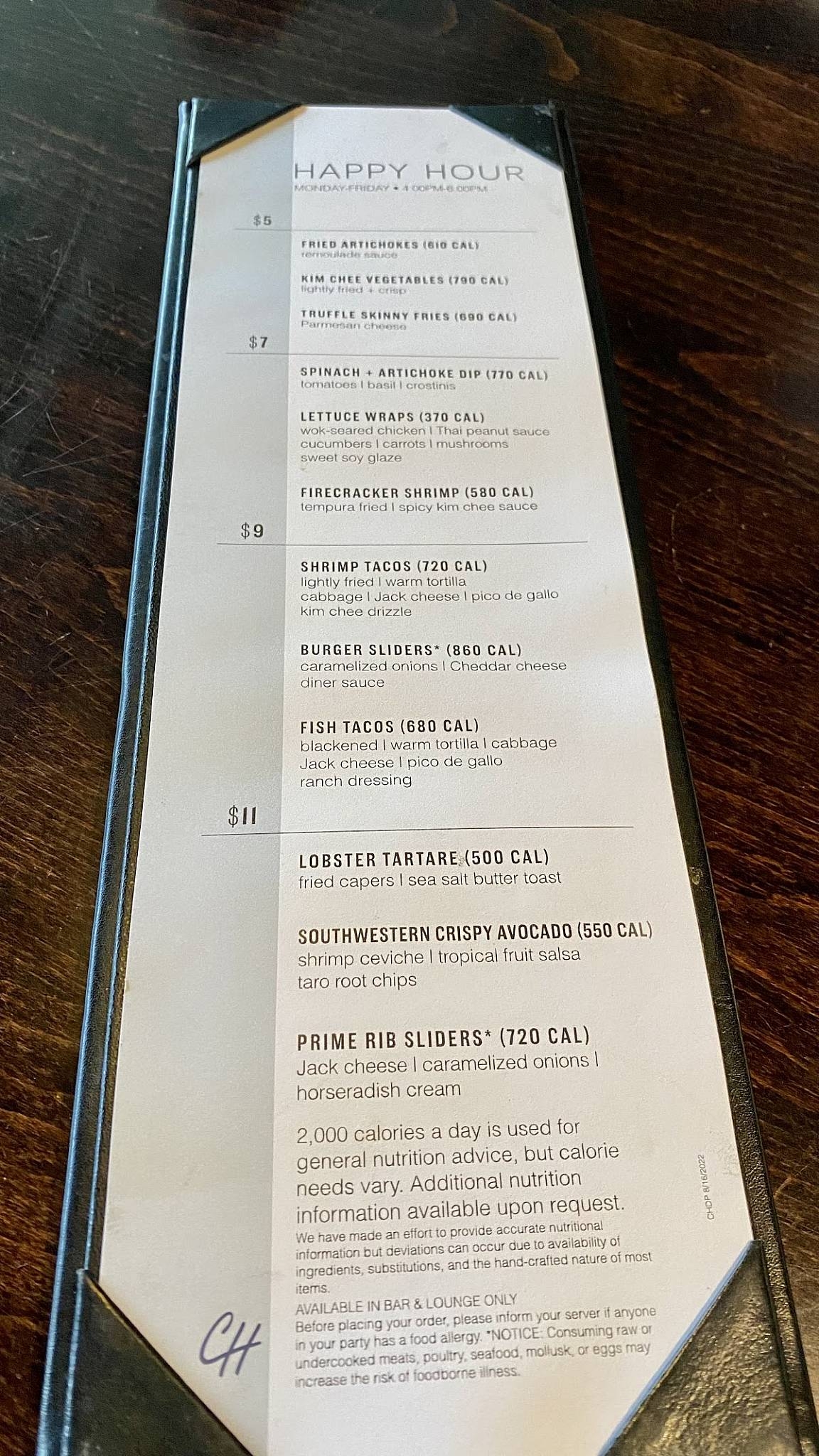 Menu At Chart House Steakhouse Dana Point