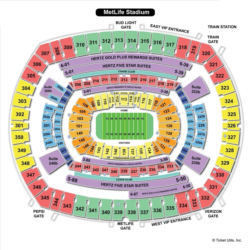 Metlife Stadium East Rutherford Nj Seating Chart Ponasa