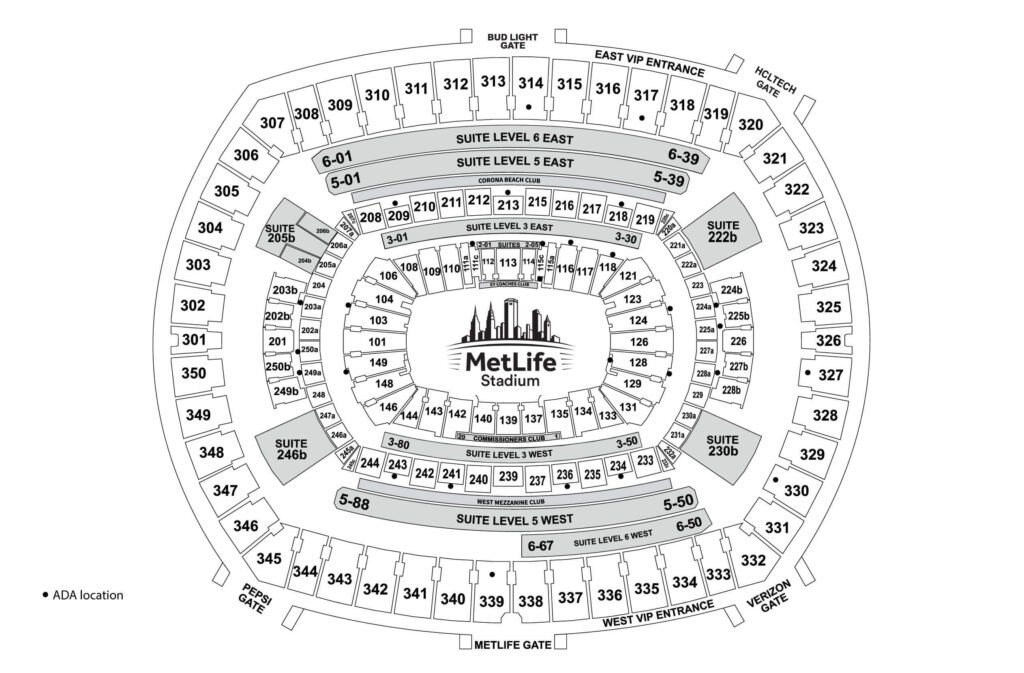 MetLife Stadium Seating Chart 2024 Best Seats At Meltlife Stadium 