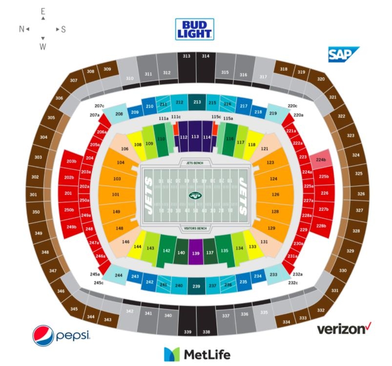 Metlife Stadium Seating Chart With Rows And Seat Numbers