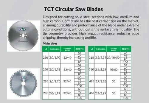 Mild Steel Tct Circular Saw Blade Size Dimension 285 X 72 Teeth At 