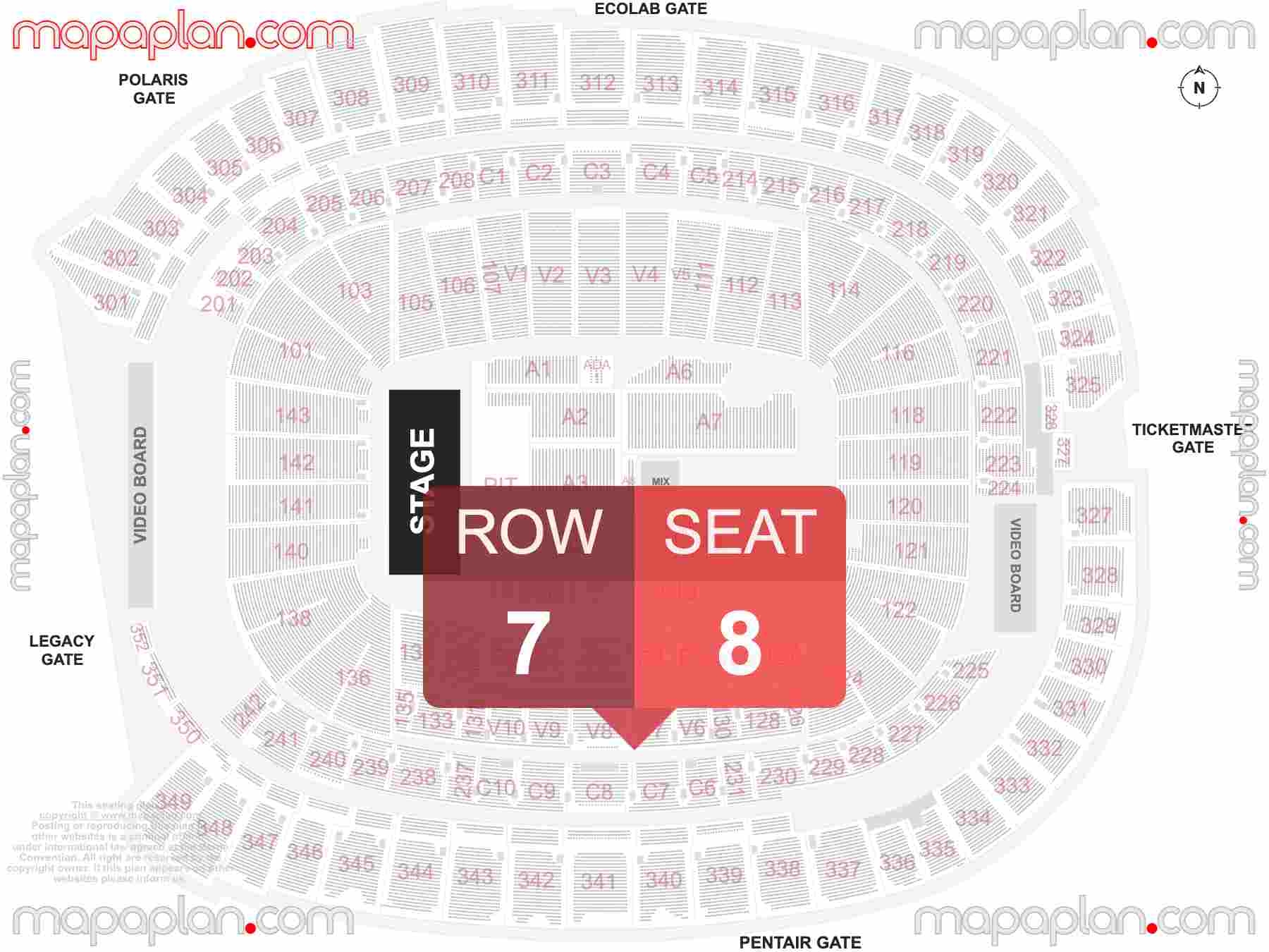 Minneapolis U S Bank Stadium Detailed Interactive Seating Chart With 