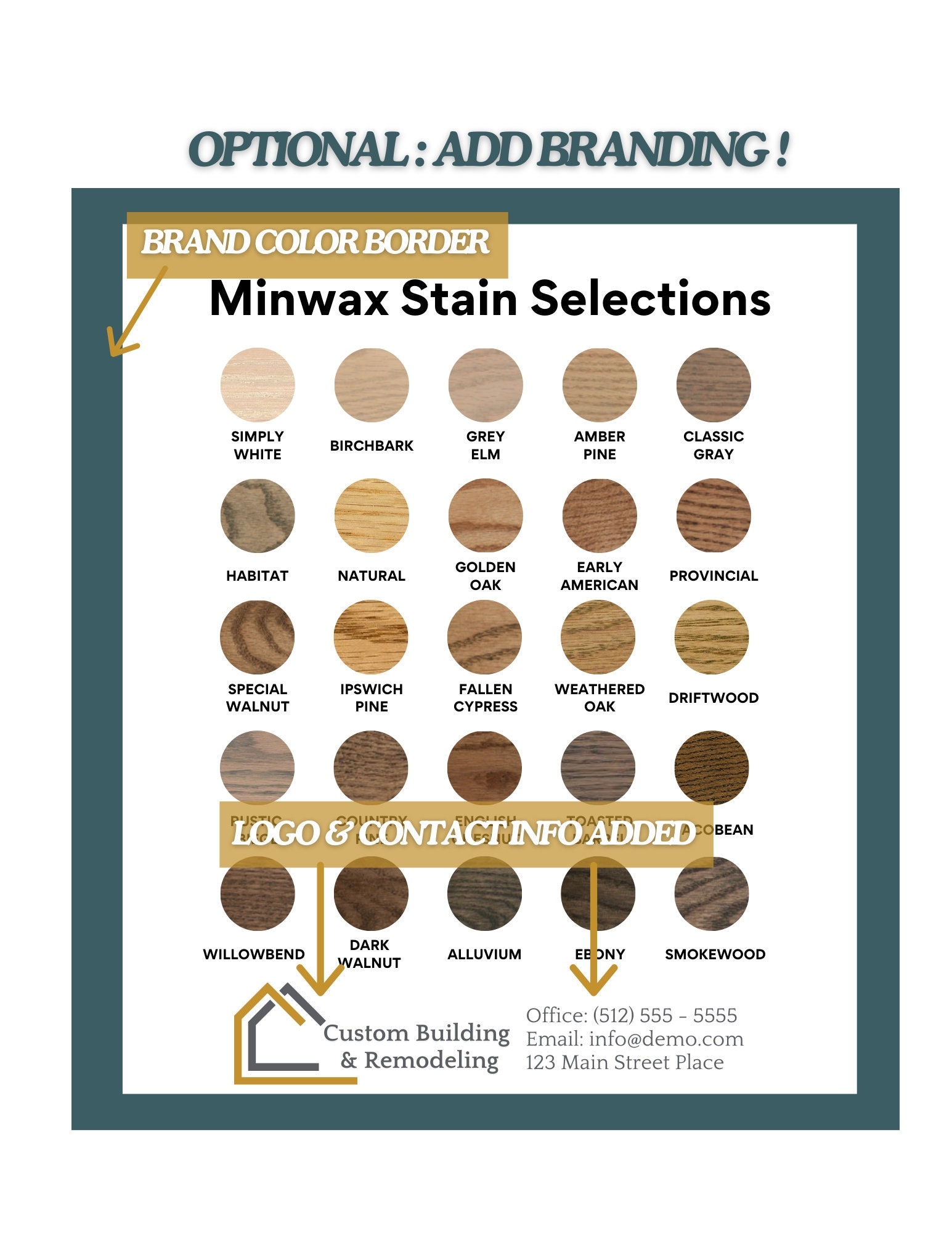 Minwax Stain Chart Download Etsy