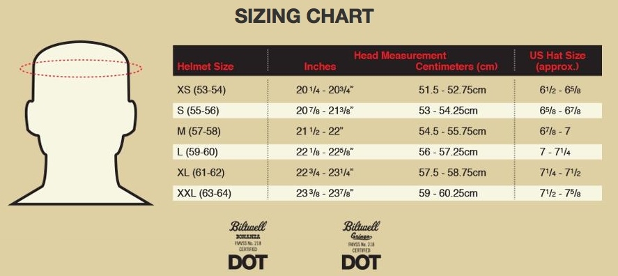 Motorcycle Helmet Sizing Chart Size Guides Gath Sports