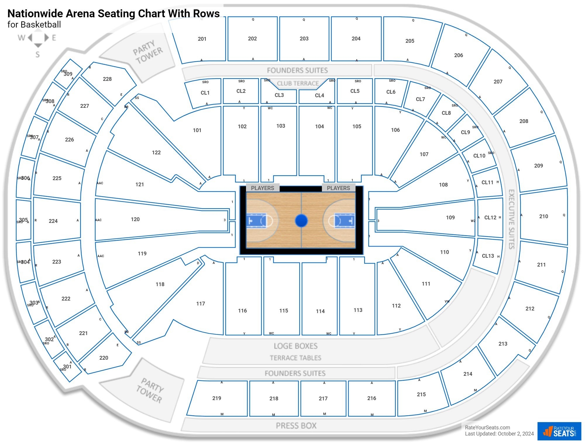 Nationwide Arena Detailed Seating Chart Section 101 Row Aa