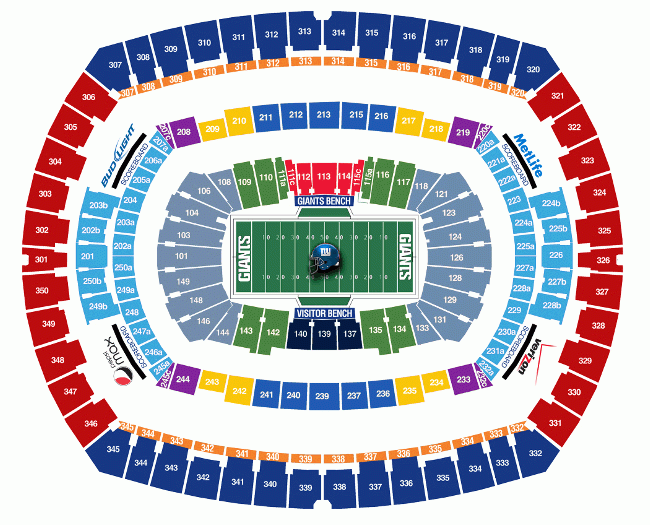 New York Giants Seating Chart Map At MetLife Stadium