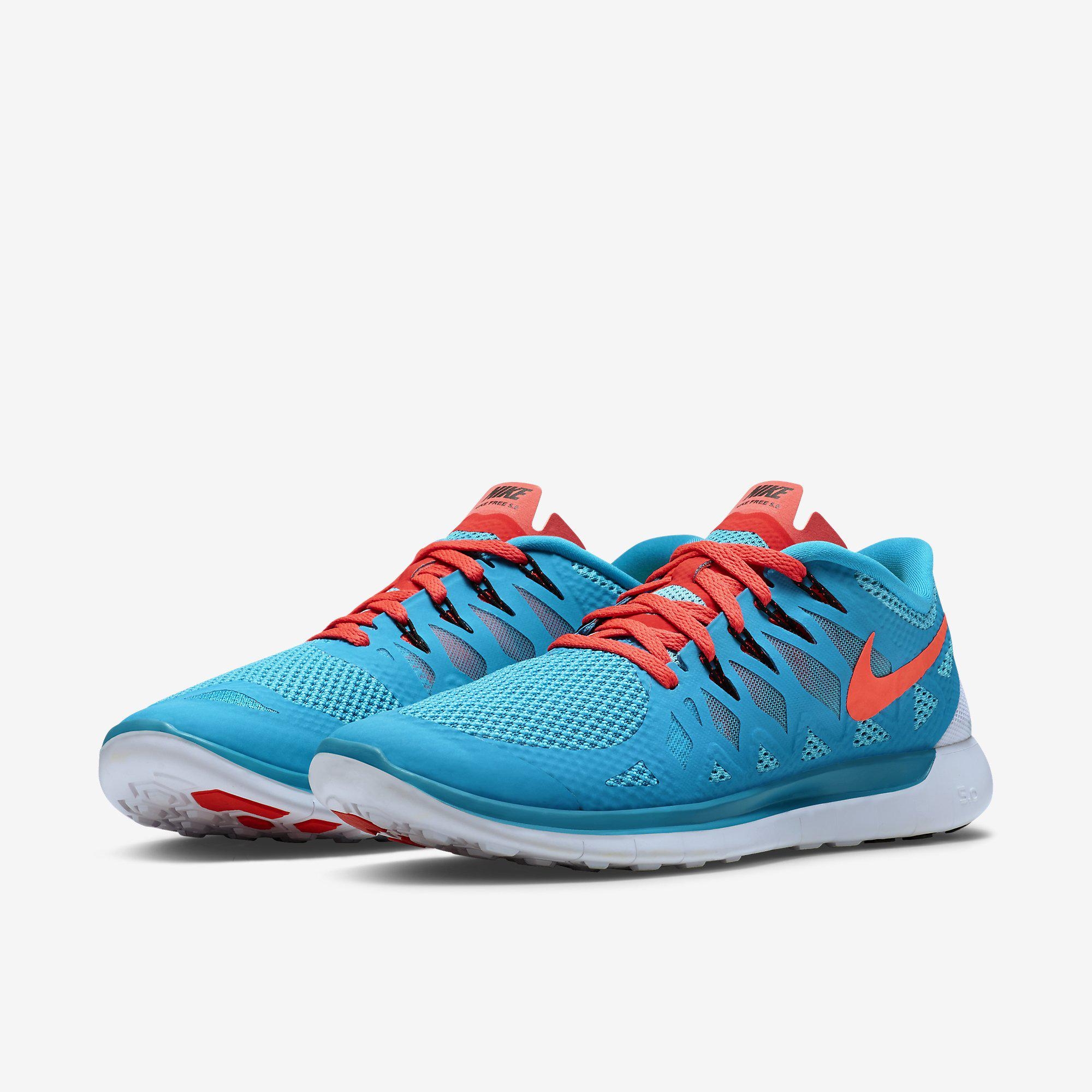 Nike Mens Free 5 0 Running Shoes Blue Lagoon Bright Crimson 