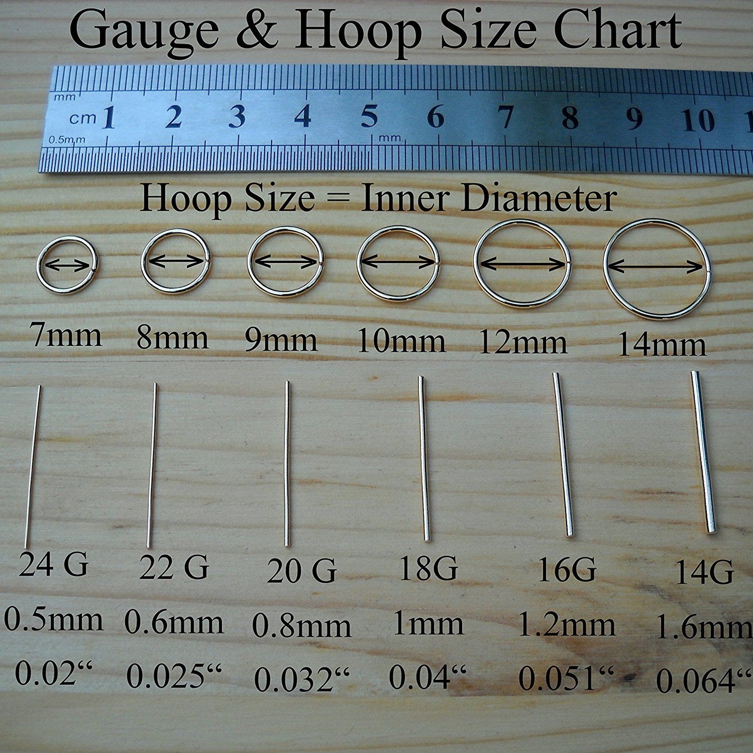 Nose Gauges Size Charts Piercing Rings Hoop Nose Gauge Ring