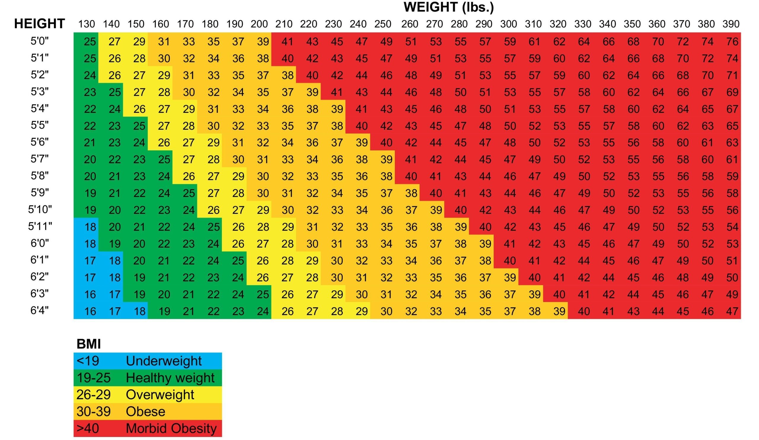 Obesity Chart By Height Male Body Types Chart Drawing Valv