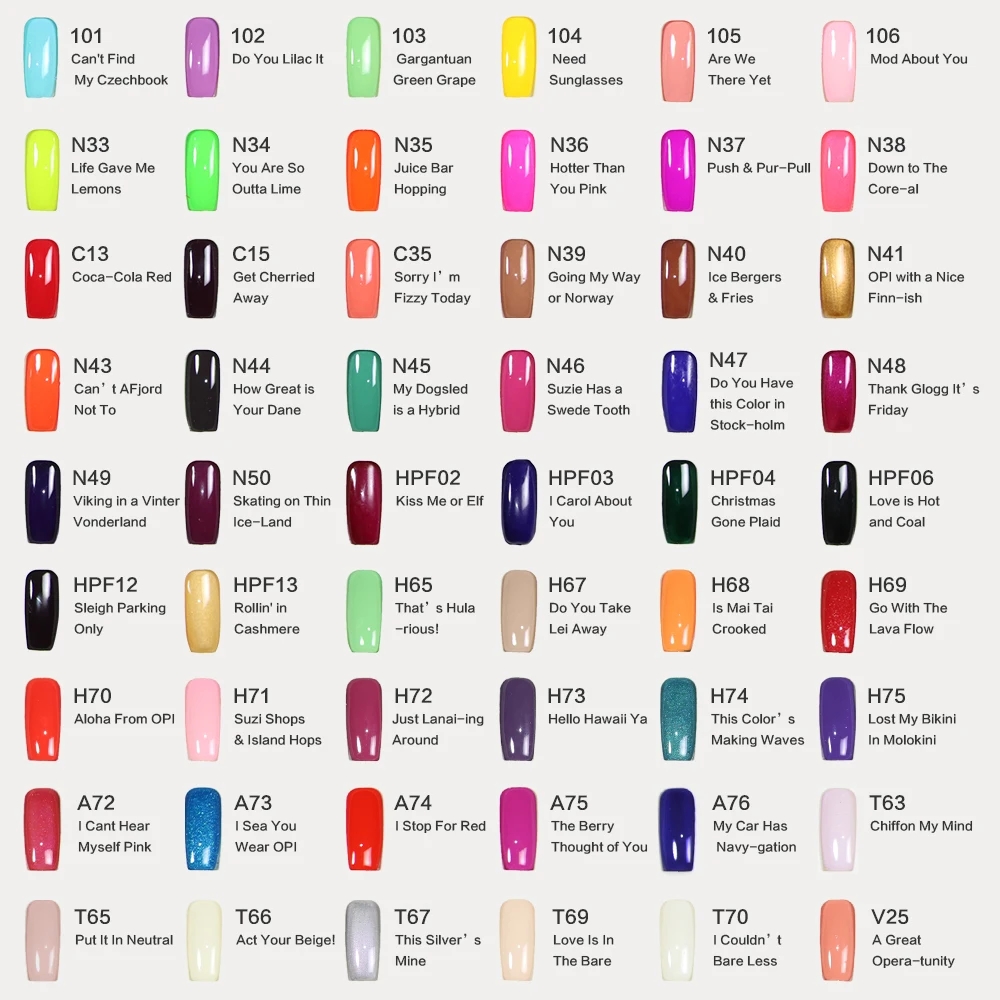 Opi Nail Gel Color Chart