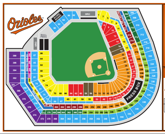Oriole Park At Camden Yards Seating Chart Oriole Park At Camden Yards Seating Chart