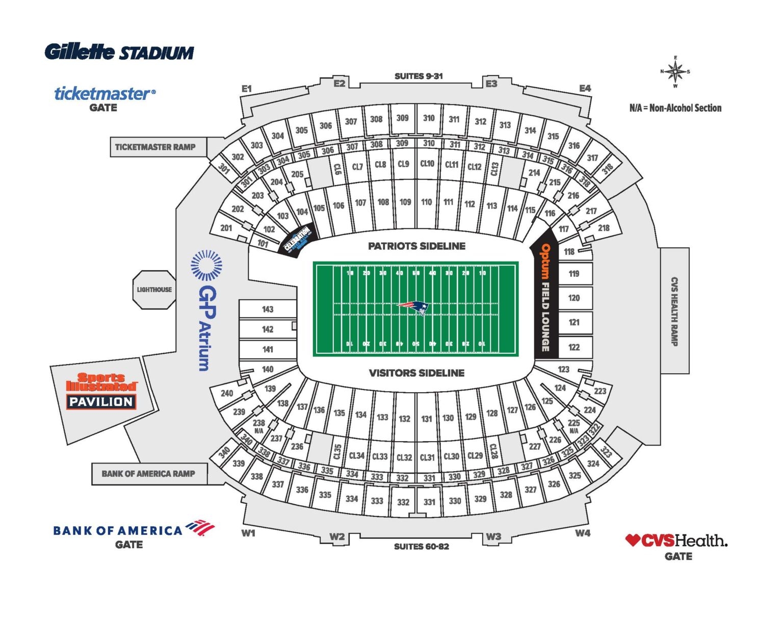 Patriots Seating Chart Gillette Stadium