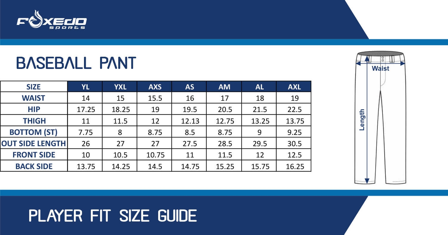 baseball pants size chart baseball pants size chart