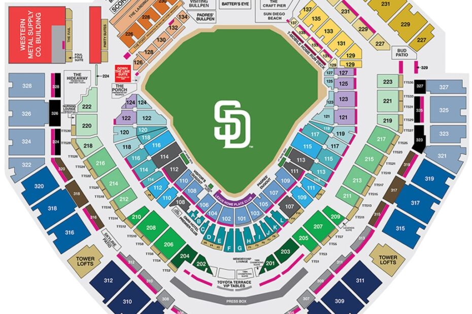 Petco Park Seating Map Netting San Diego Padres