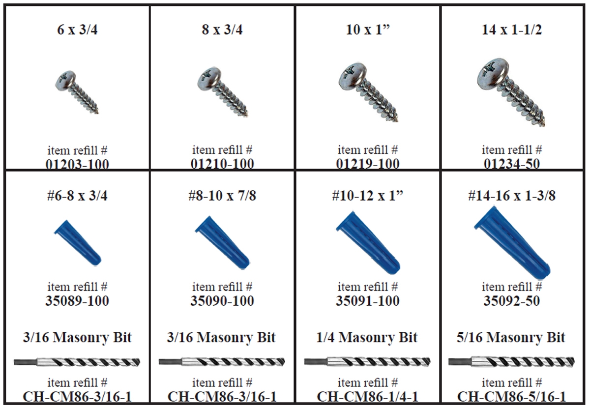 Plastic Anchor Drywall Anchor Size Chart At Karen Johnson Blog