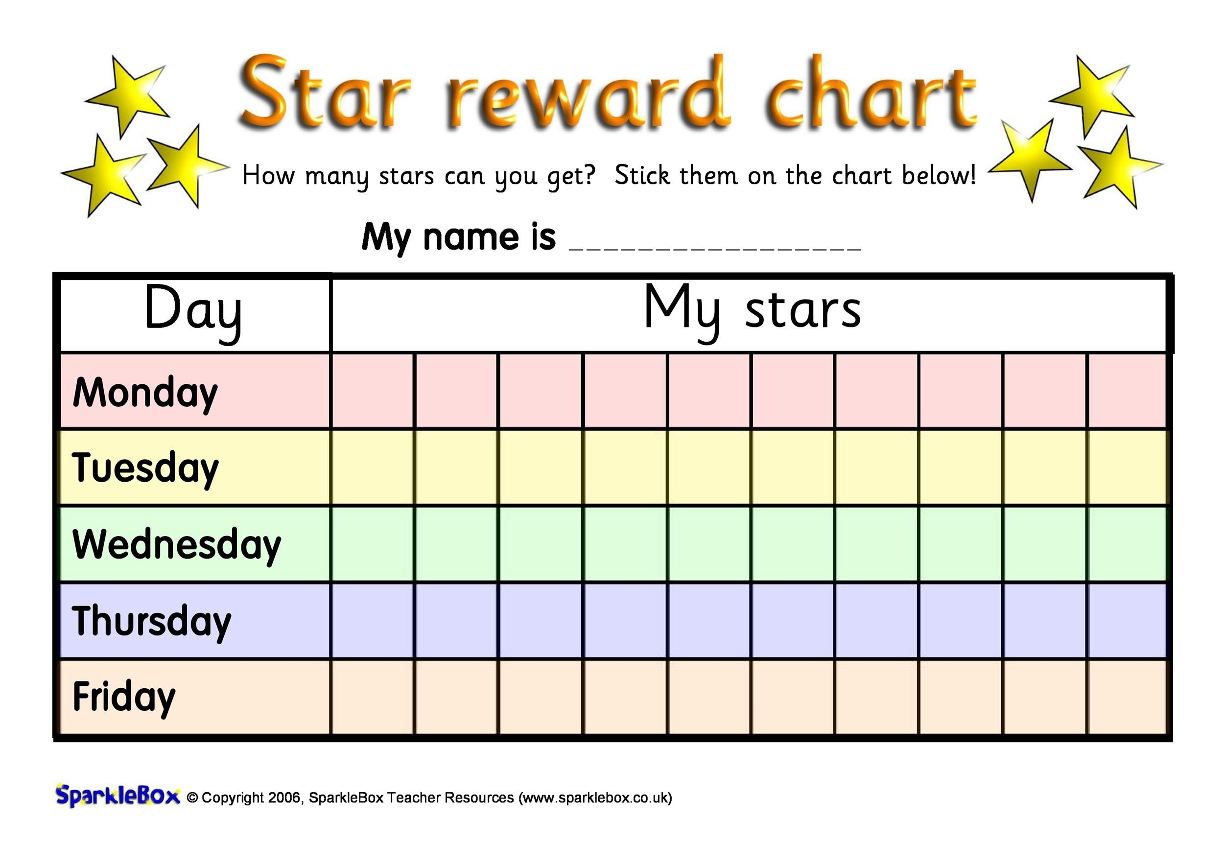 Printable Behavior Reward Chart
