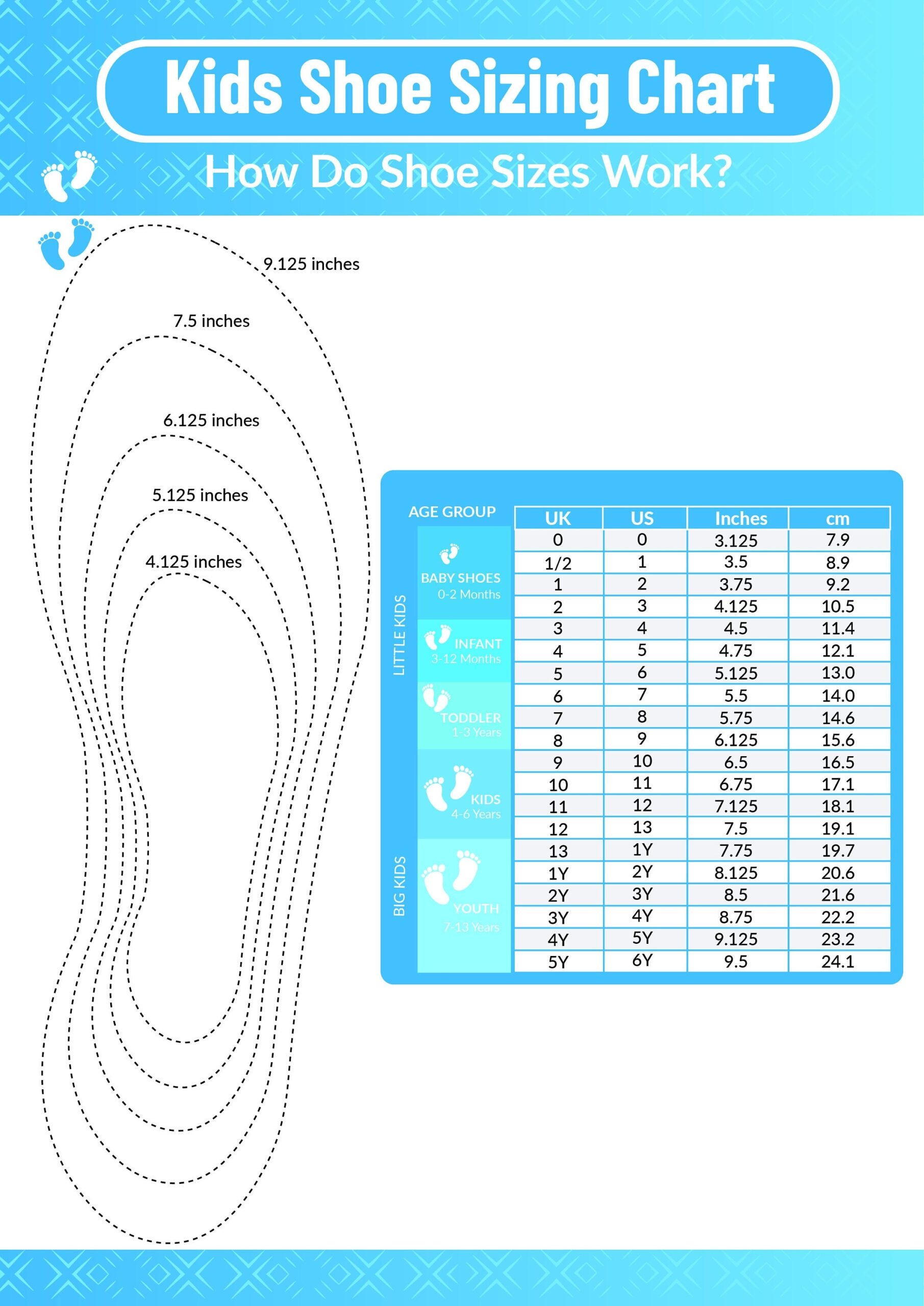 Printable Kids Shoe Sizing Chart Accurate Sizing For Happy Little 