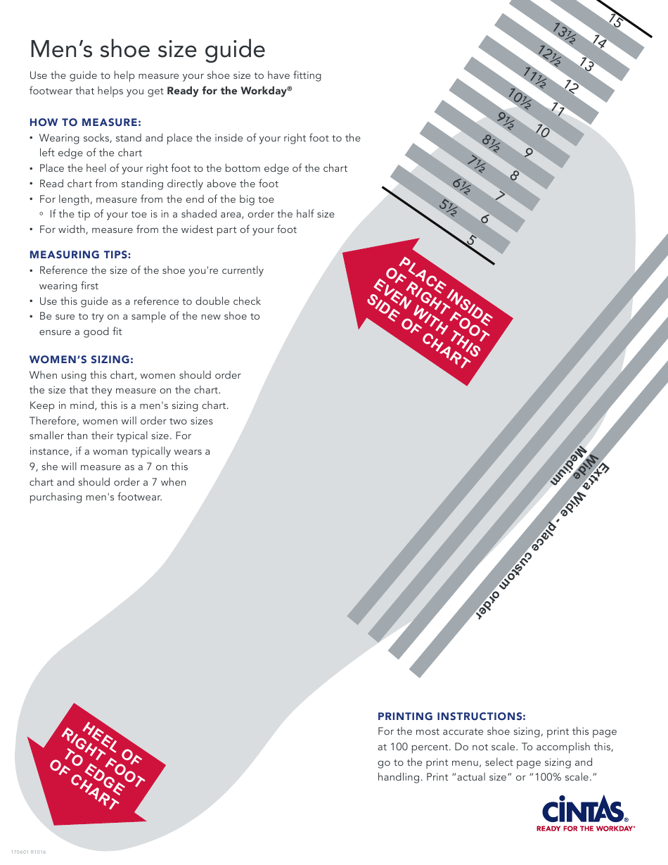 Printable Men 39 s Shoe Size Chart