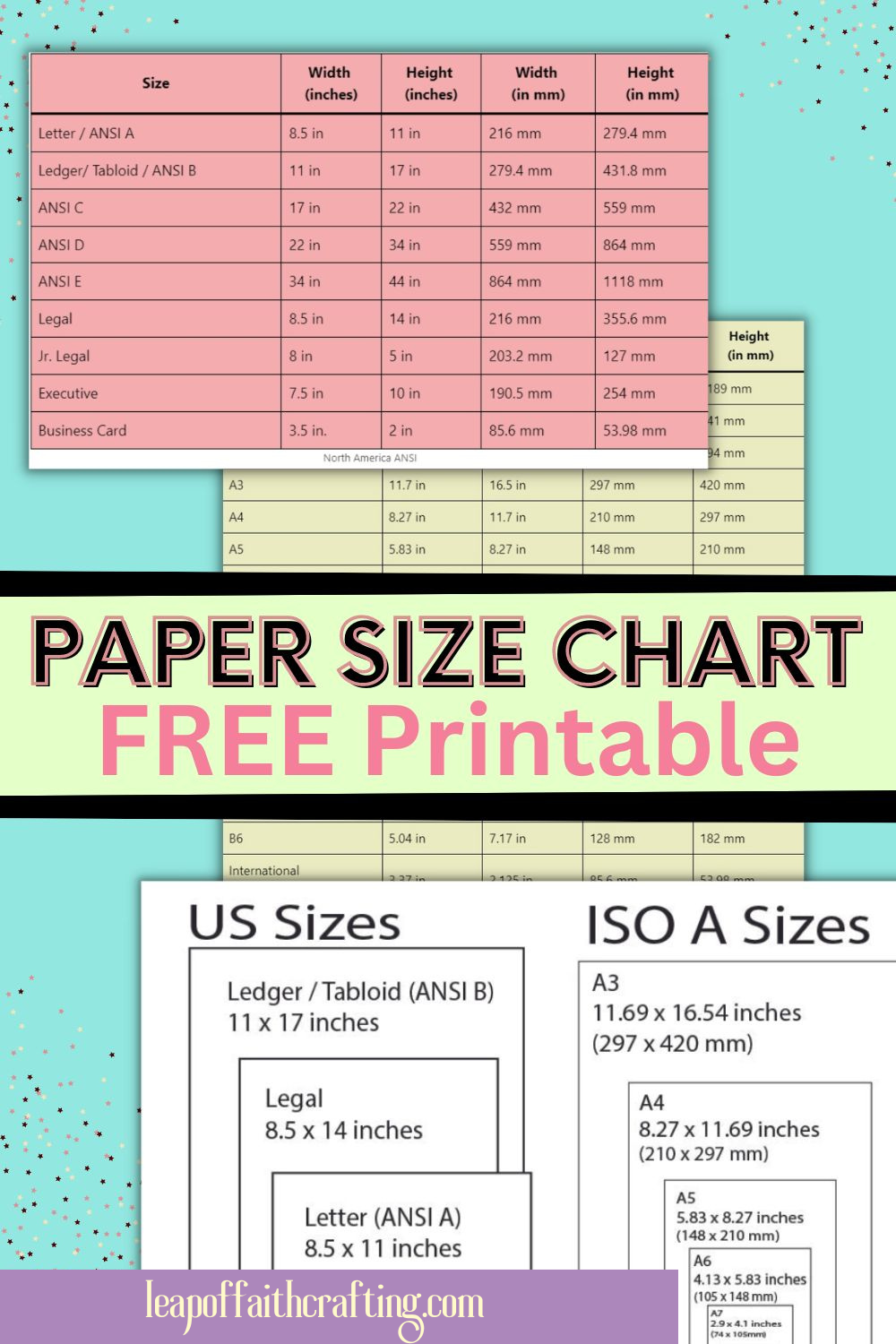 Printable Paper Size Chart FREE 