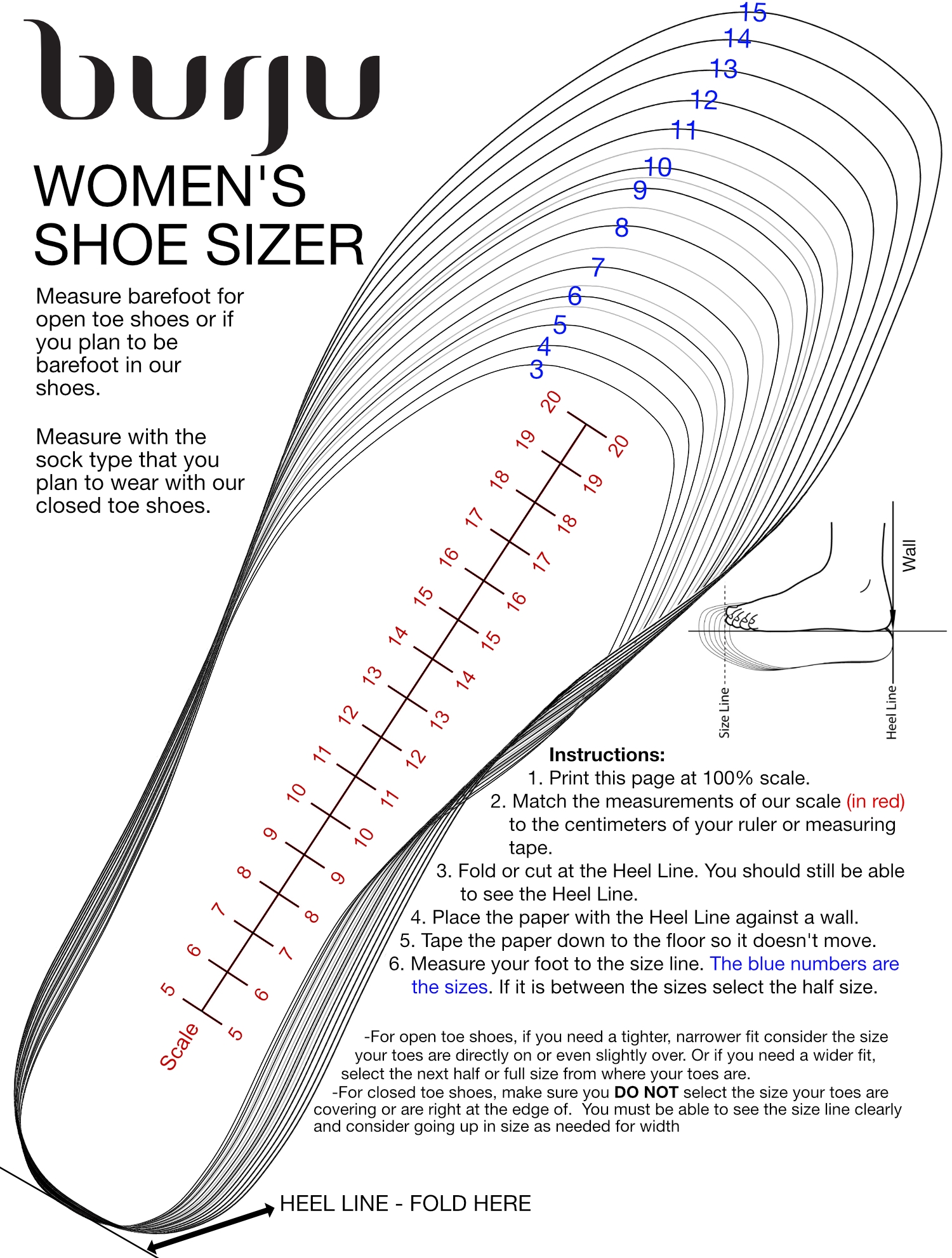 Printable Shoe Size Chart For Women