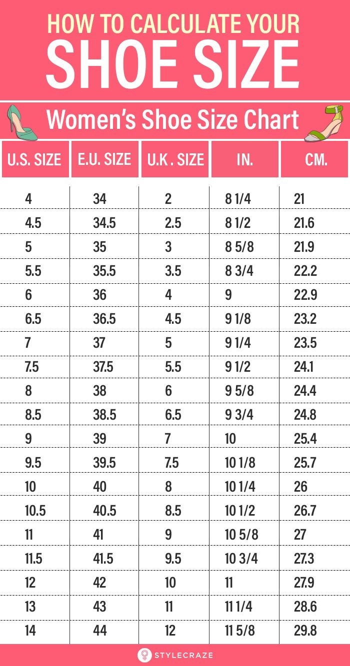 Printable Shoe Size Chart For Women