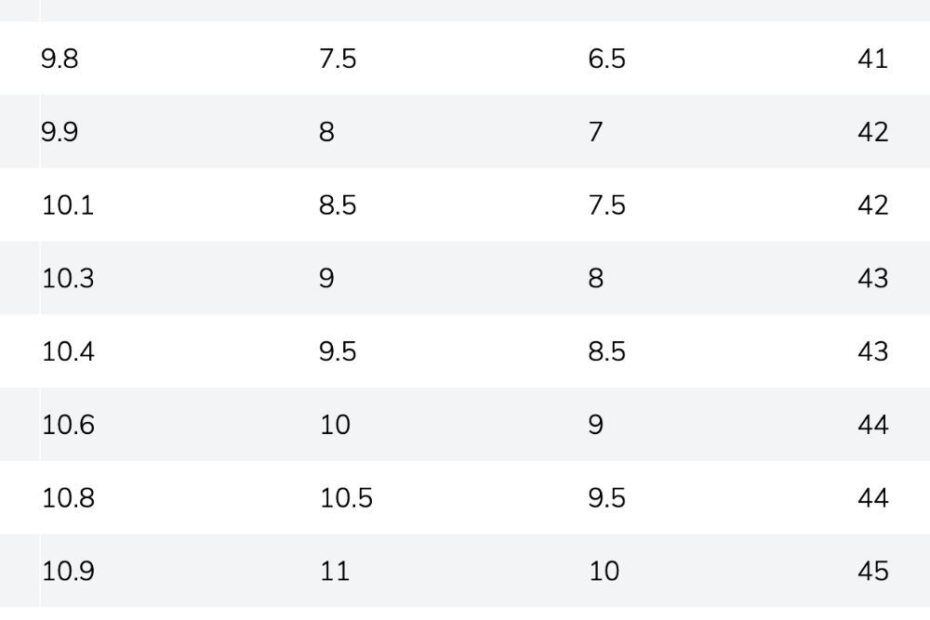 Printable Shoe Size Chart Men 39 s