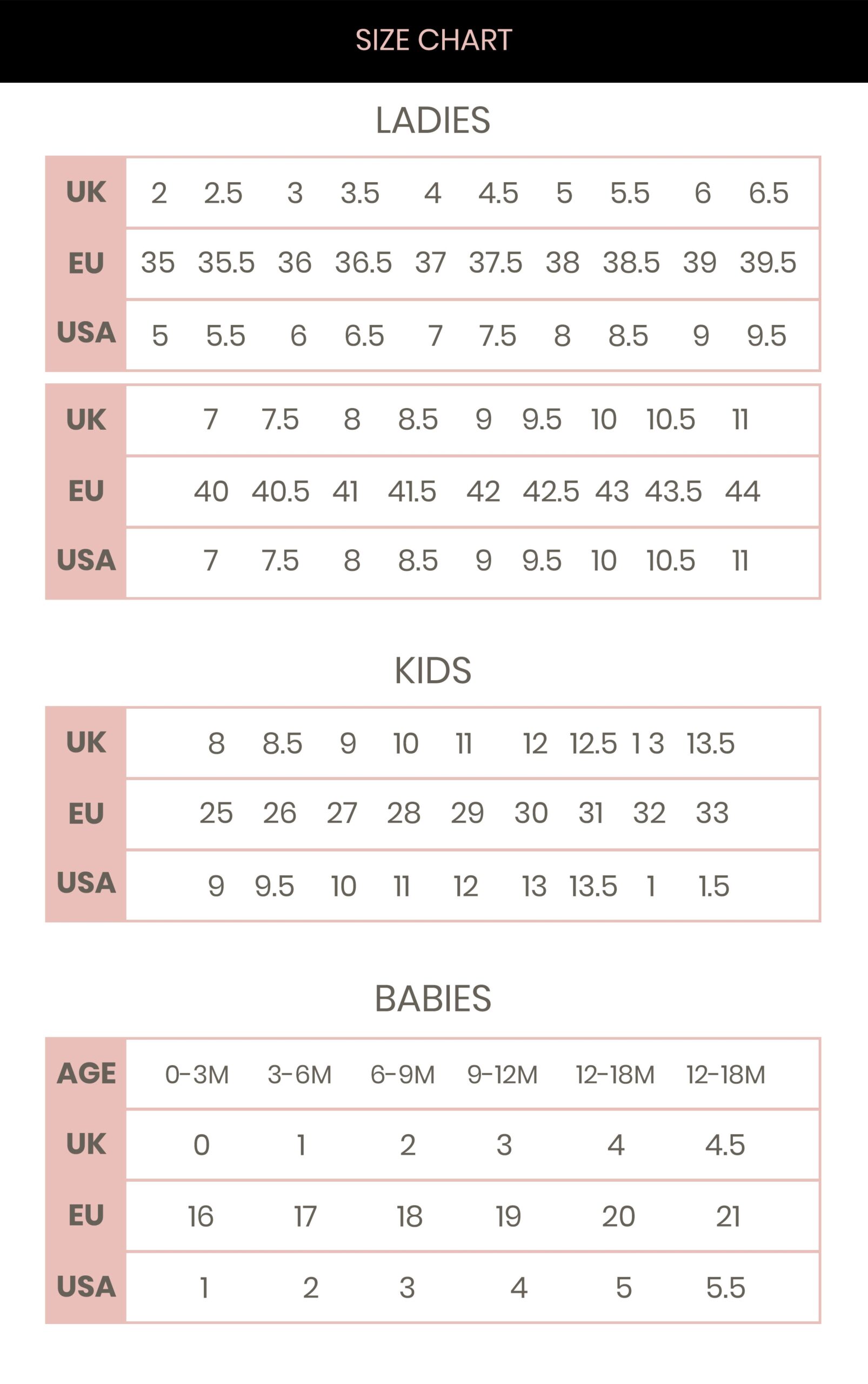 Printable Shoe Size Chart Width Printable Shoe Size Chart Width
