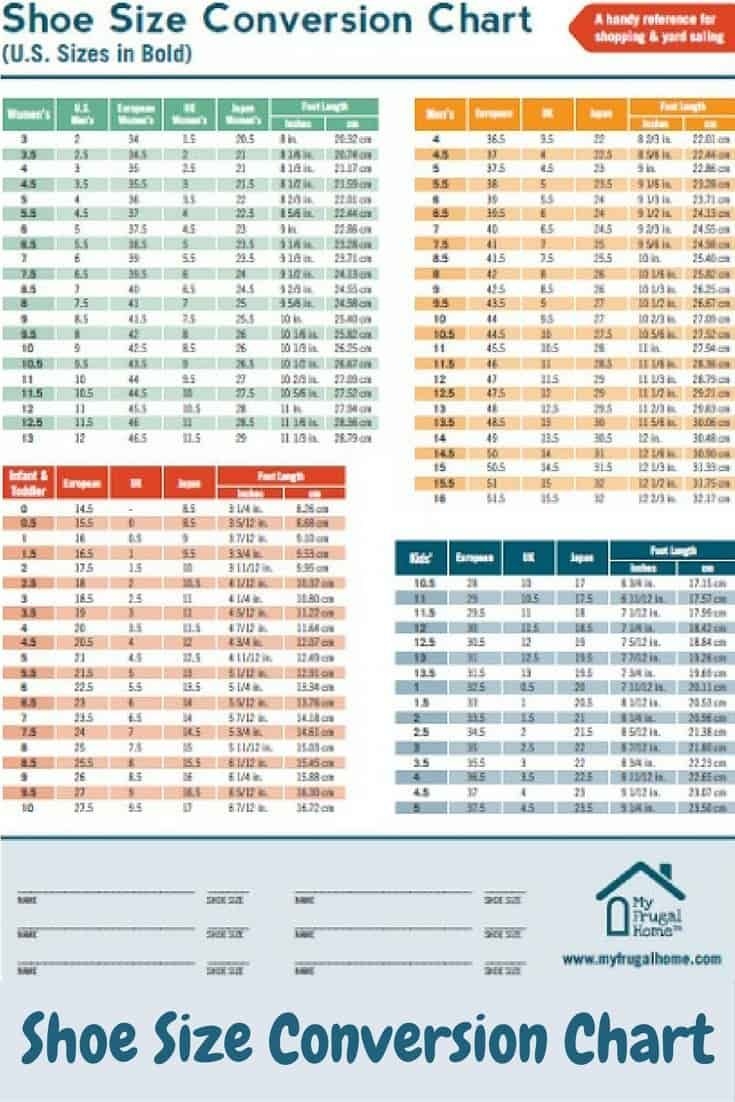 Printable Shoe Size Conversion Chart Artofit