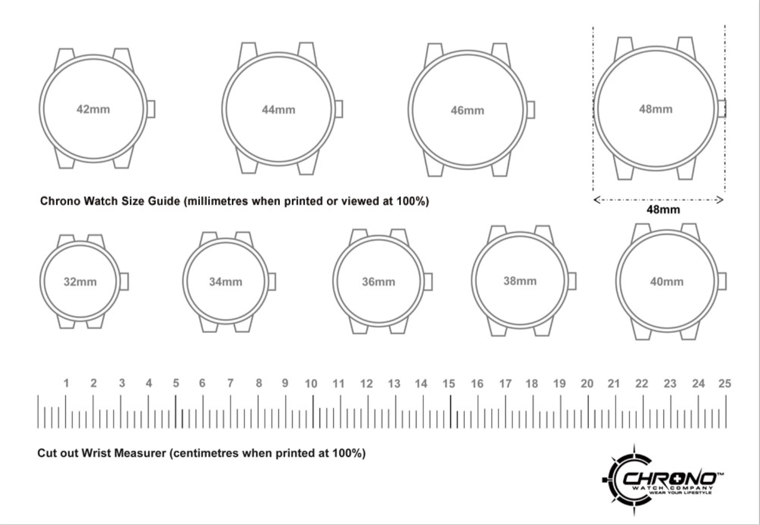 Printable Watch Band Size Chart Quick Chart Maker