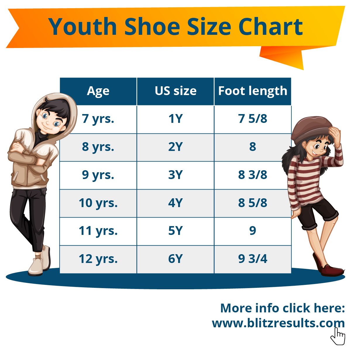 Printable Youth Shoe Size Chart