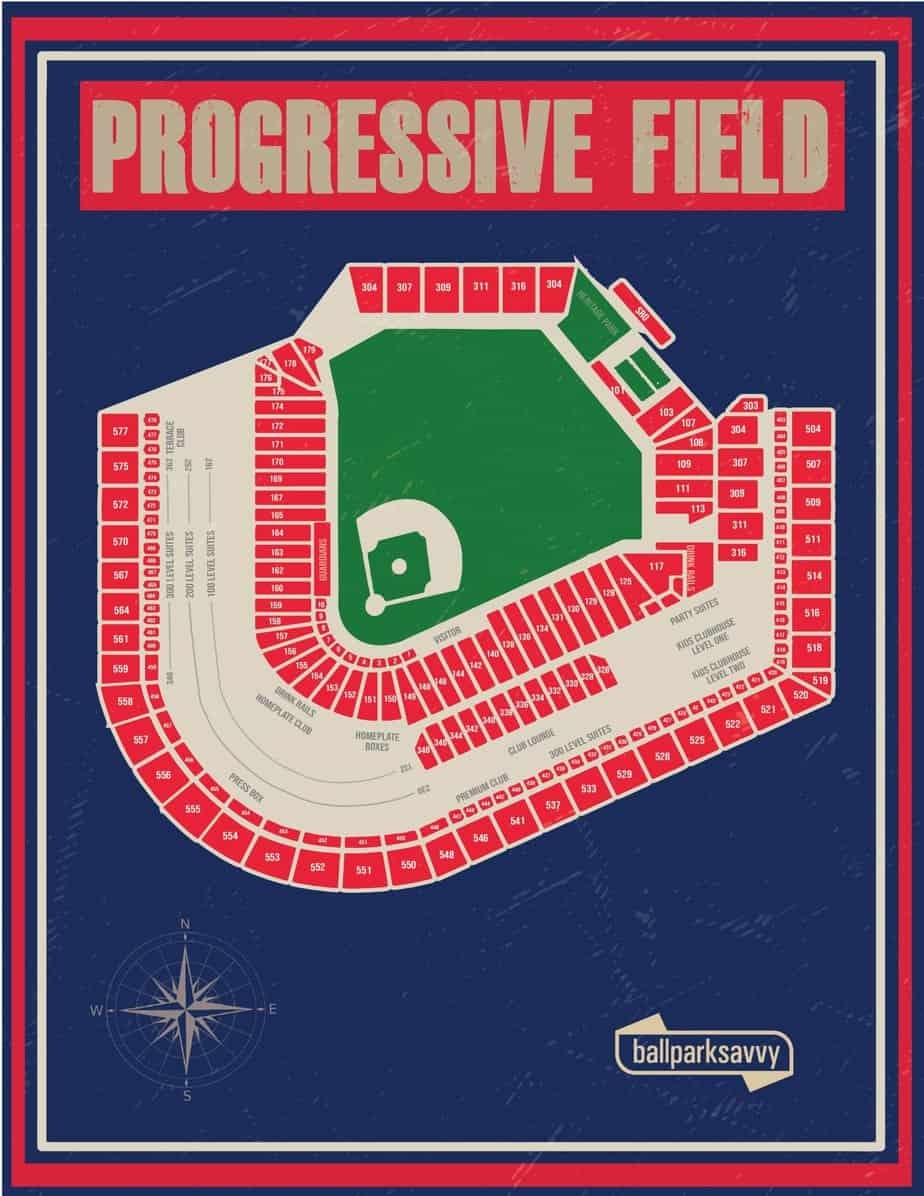 Progressive Field Seating Chart With Rows And Seat Numbers View 