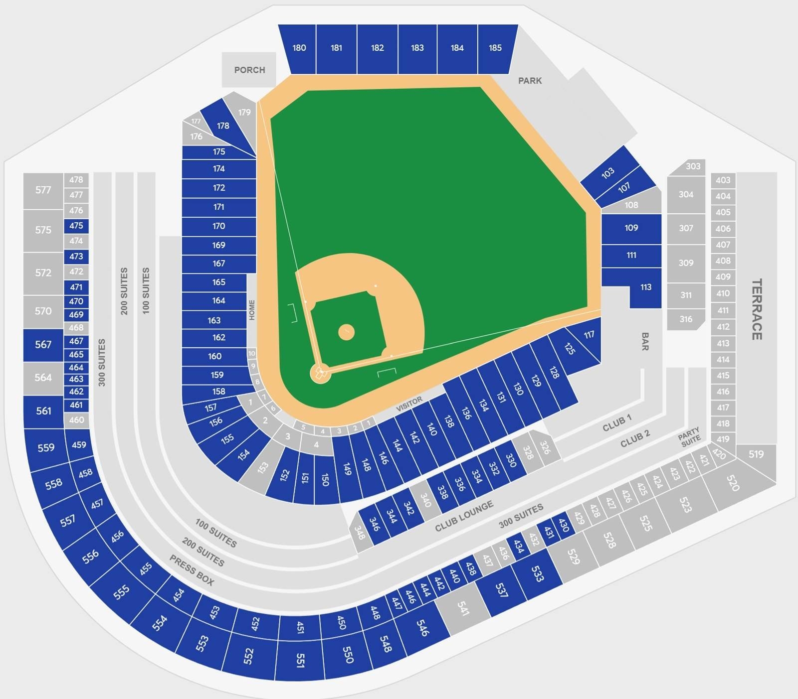 Progressive Field Seating Chart With Seat Numbers And Rows Cleveland 