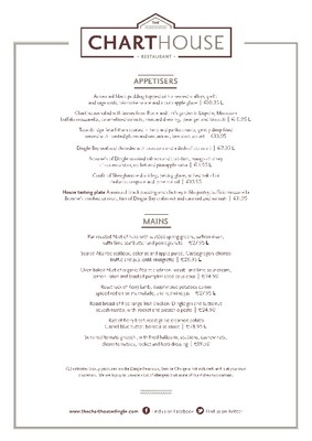  quot The Chart House Restaurant Dinner Menu quot By The Chart House Restaurant