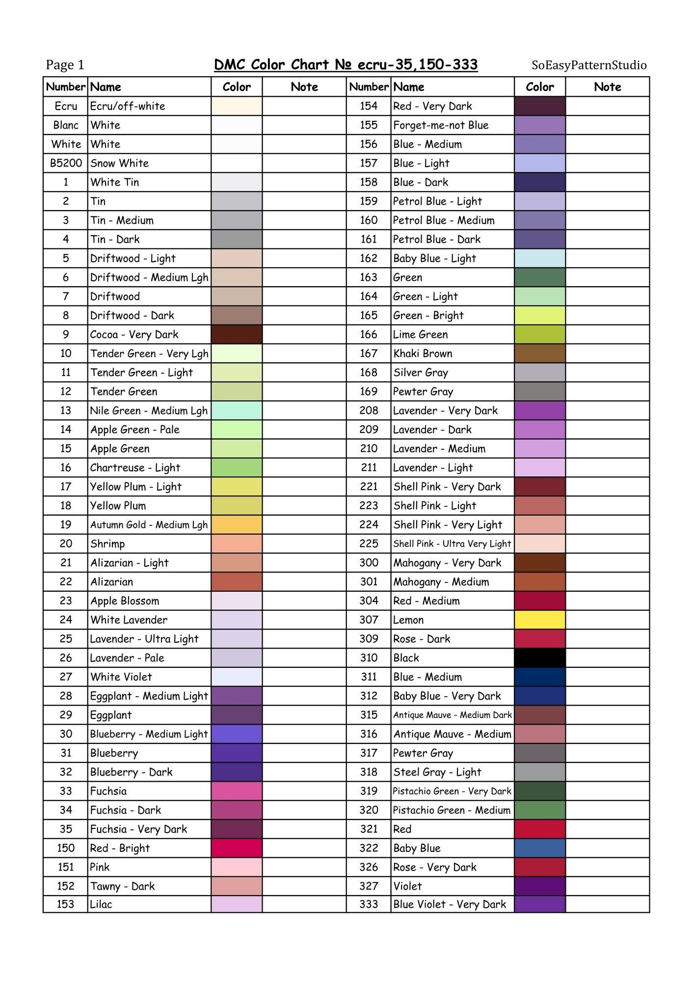  quot This Is Digital Version DMC Embroidery Thread Shade Chart With Codes 