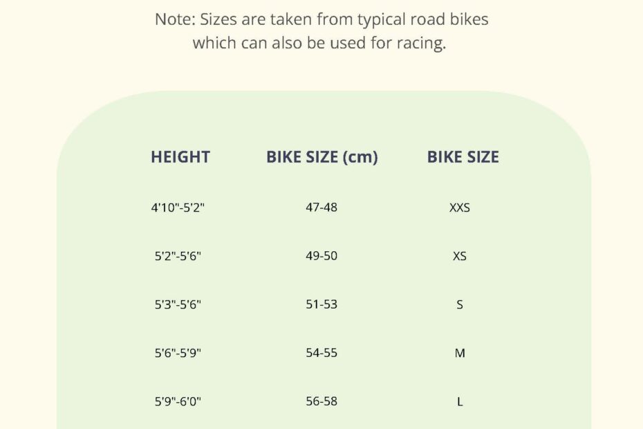 Race Bike Size Chart Infoupdate