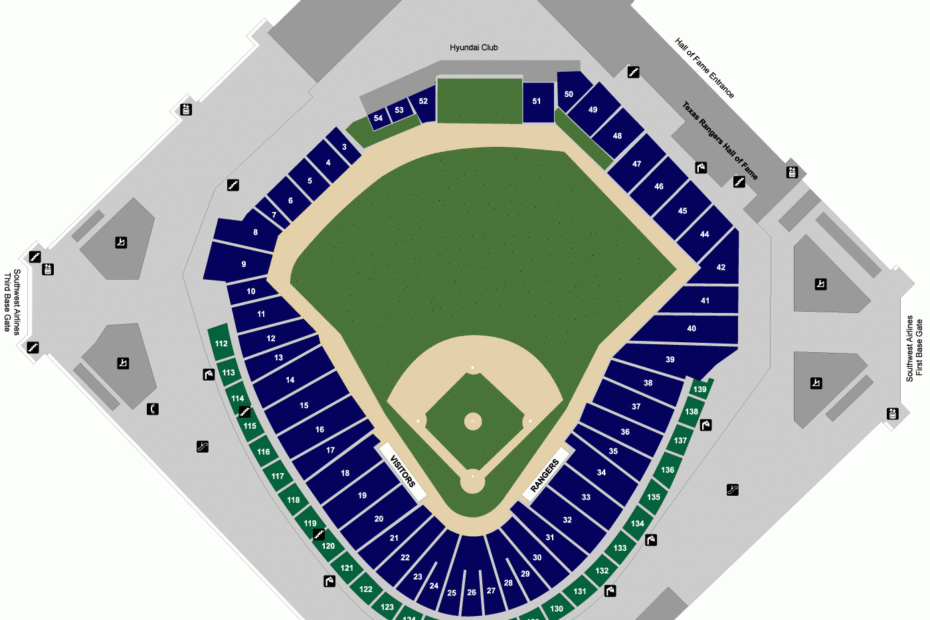 Rangers Stadium Seating Map United States Map