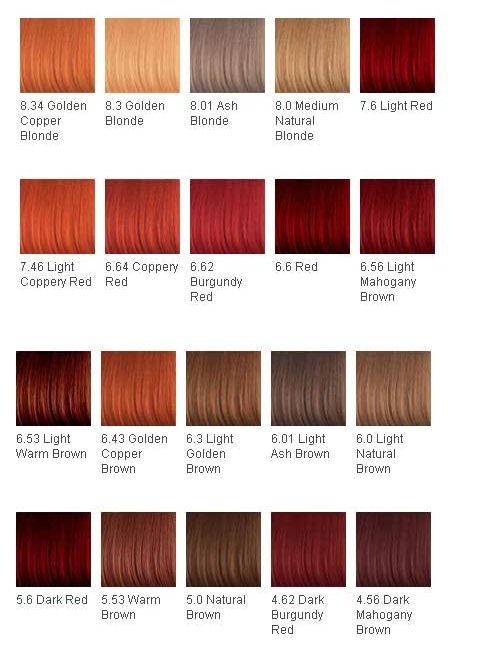 Red Hair Color Chart Red Hair Color Shades Hair Color Names