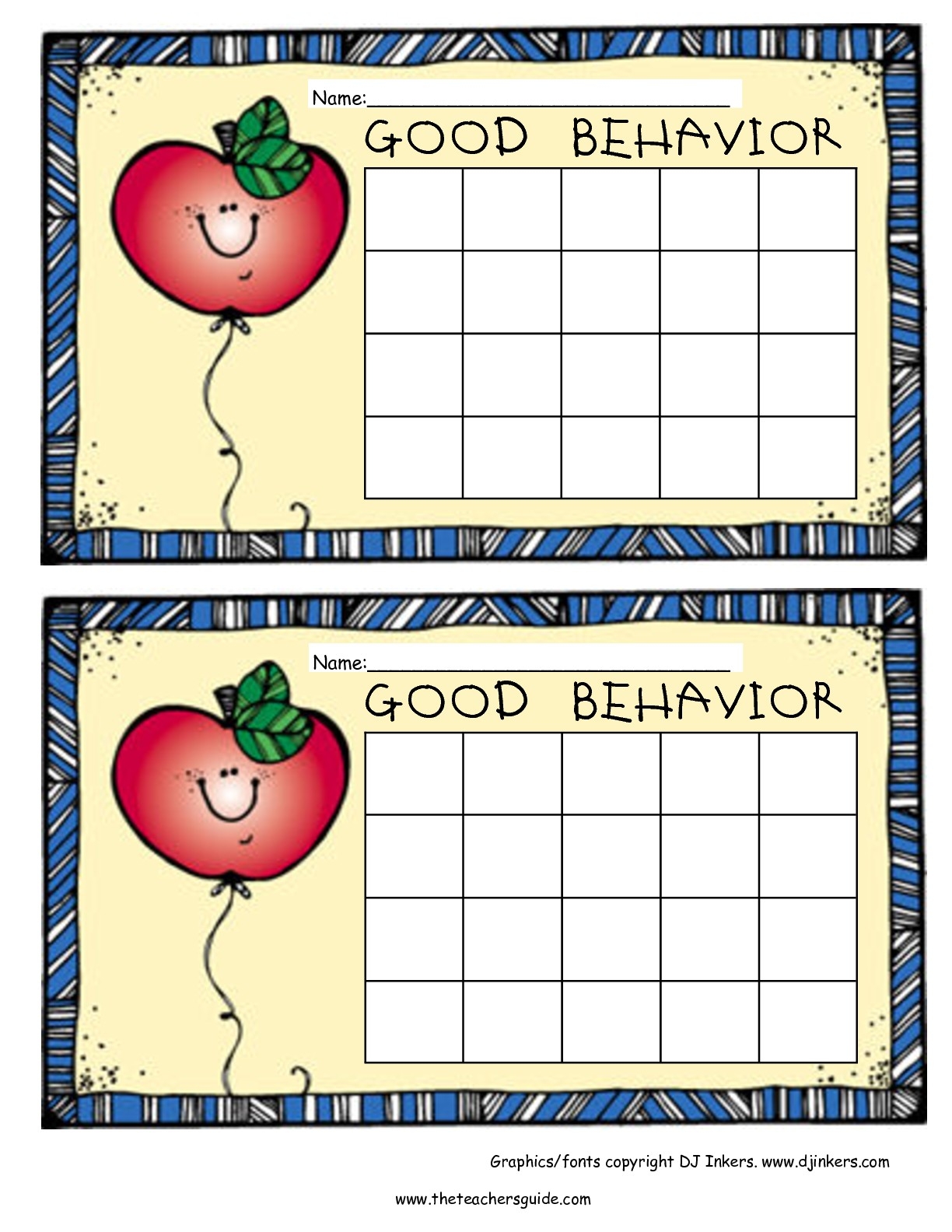 Reward Chart For Good Behavior