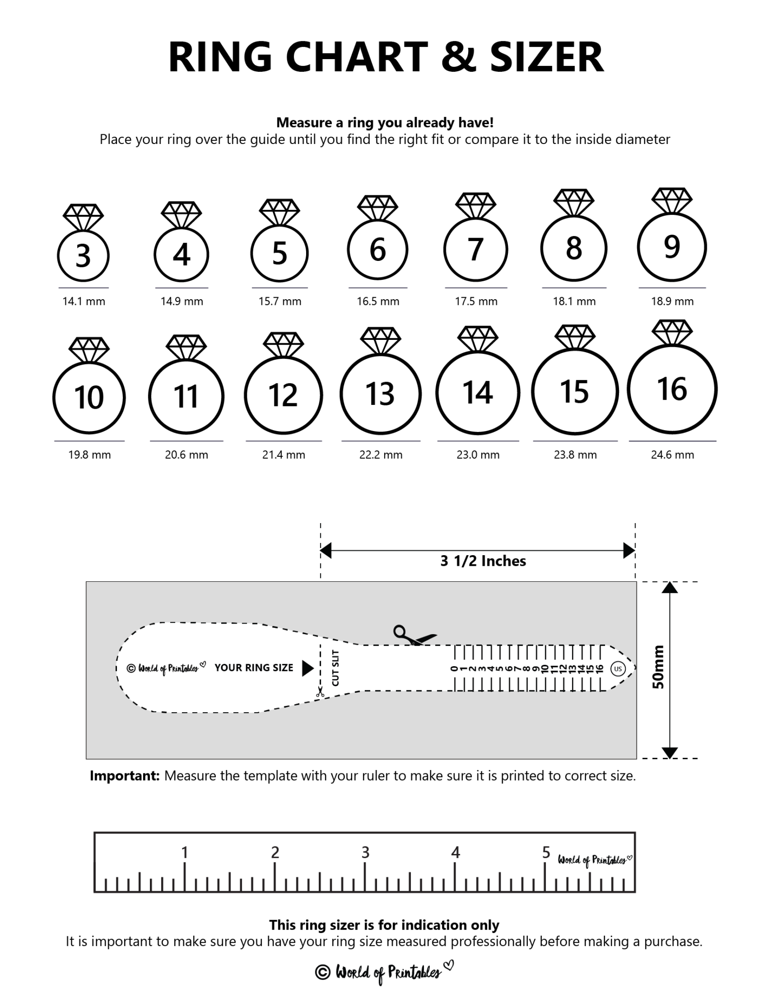 printable ring size chart free printable ring size chart free