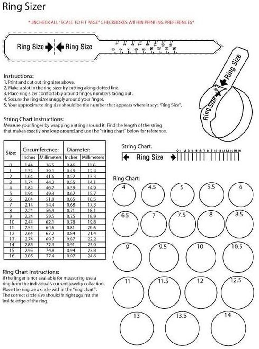 free ring size chart free ring size chart