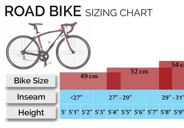 Road Bike Size Chart Women 39 s EBikeAI