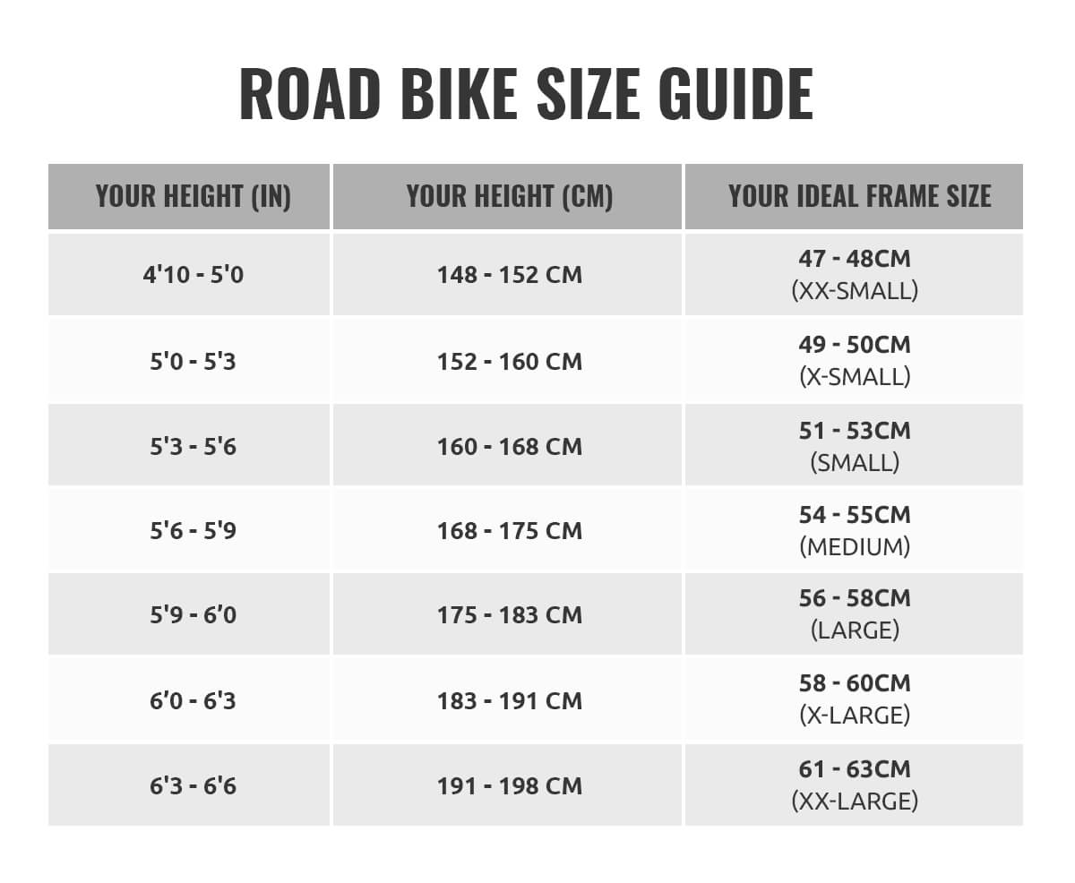 Road Bike Size Guide Sizing Minimotors Suitable