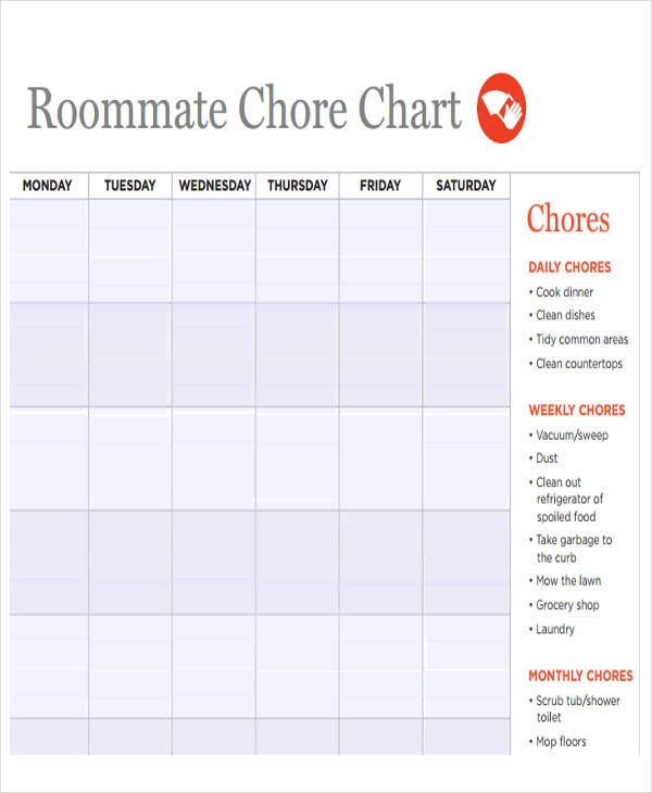 Roommate Chore Chart Template Printable Word Searches Roommate Chore Chart Template Printable Word Searches
